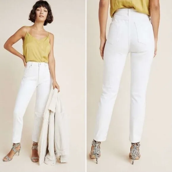 Agolde White Nico High Rise Slim Fit Jeans Contemporary Casual Coastal