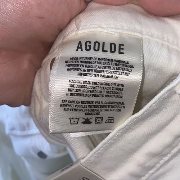 Agolde White Nico High Rise Slim Fit Jeans Contemporary Casual Coastal