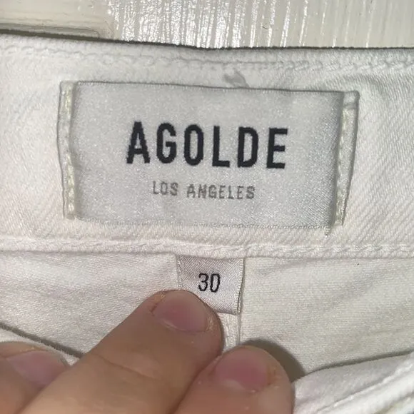 Agolde White Nico High Rise Slim Fit Jeans Contemporary Casual Coastal