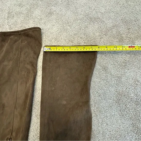 Aldo chocolate brown faux suede knee-high over the knee flat heeled boots Sz 9