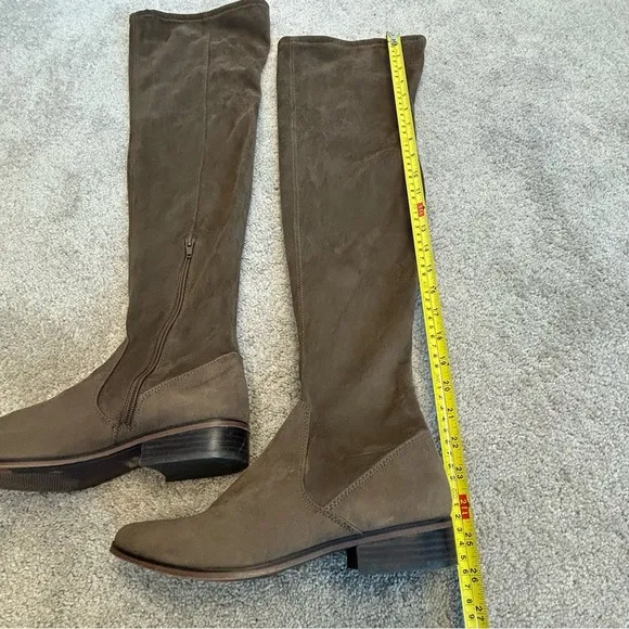 Aldo chocolate brown faux suede knee-high over the knee flat heeled boots Sz 9