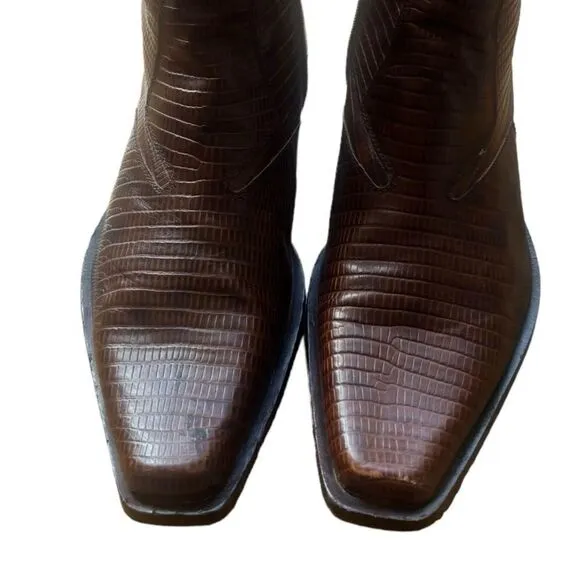 ALDO Men’s Brown Leather Short Ankle Western Cowboy Rodeo Boots Sz 42