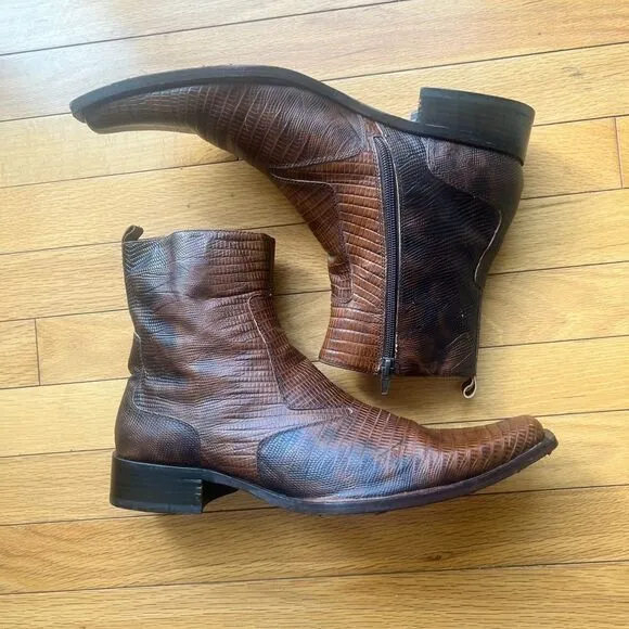ALDO Men’s Brown Leather Short Ankle Western Cowboy Rodeo Boots Sz 42