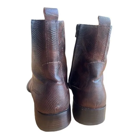 ALDO Men’s Brown Leather Short Ankle Western Cowboy Rodeo Boots Sz 42