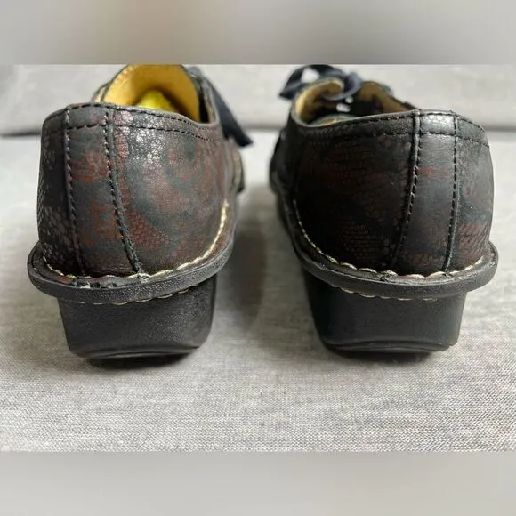 Alegria Abbi Comfort Shoes Womens Sz 36 6/6.5 Leather Brown Floral  Lace-Up