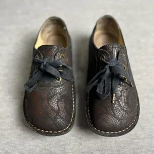 Alegria Abbi Comfort Shoes Womens Sz 36 6/6.5 Leather Brown Floral  Lace-Up
