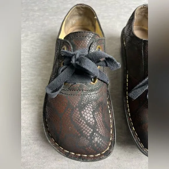 Alegria Abbi Comfort Shoes Womens Sz 36 6/6.5 Leather Brown Floral  Lace-Up