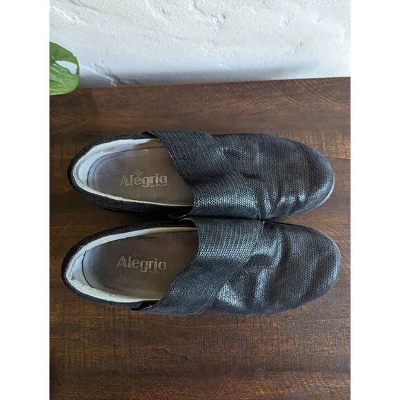 Alegria Women's QIN-870 Lauryn Black Weave Leather Comfort Shoes - Size 40