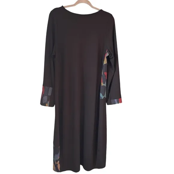 Alembika Riley Crew Cocoon Dress, Ocean Long Sleeve Boho Dresss w Pockets Sz 4