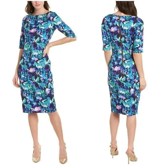 Alexia Admor Elbow-sleeve Sheath D3742 Short Casual Dress