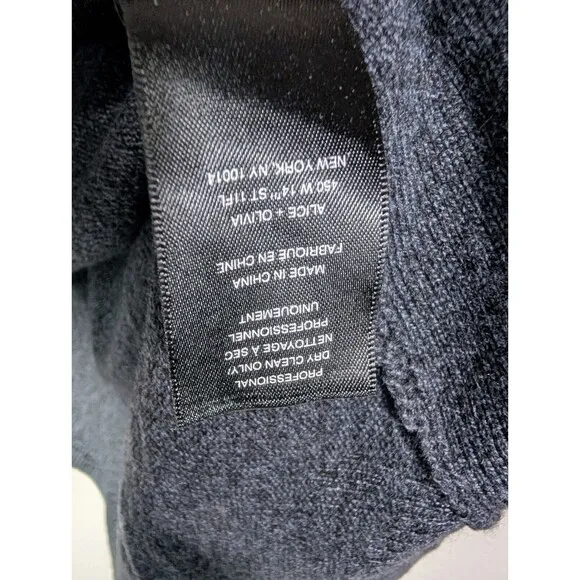 Alice   Olivia Sweater Womens M Navy Blue Angora Wool Blend Asymmetrical Hem N98