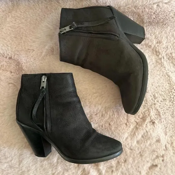 All Saints Jonas Nubuck Ankle Boots Size EU 38 (US 8) In Black