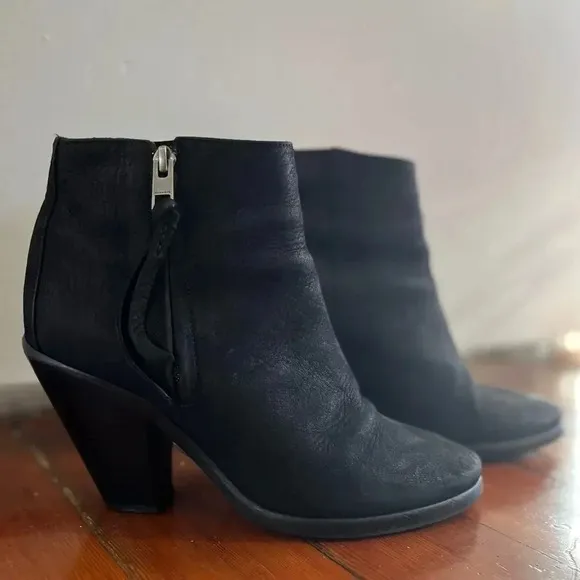 All Saints Jonas Nubuck Ankle Boots Size EU 38 (US 8) In Black