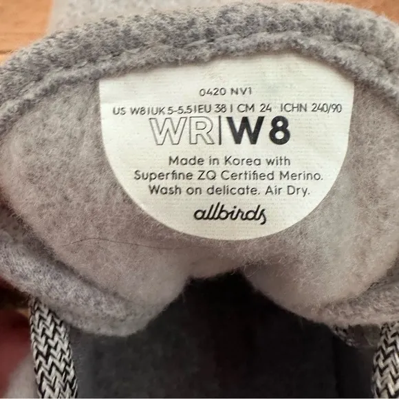 Allbirds Women's Light Grey / Blue Wool Running Shoes Size 8