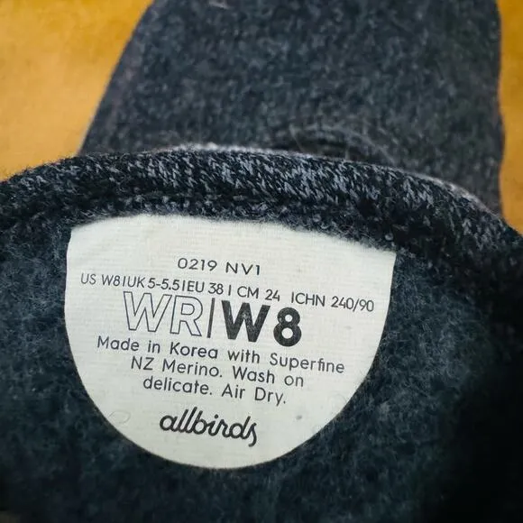 Allbirds Womens Wool Runners 0219 NV1 Gray Everday Sneakers Sz 8 Left Sz 9 Right