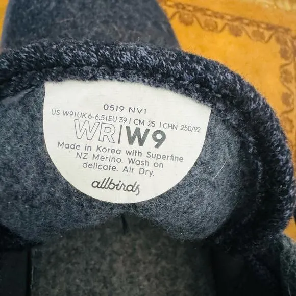 Allbirds Womens Wool Runners 0519 NV1 Gray Everday Sneakers Sz 8 Left Sz 9 Right