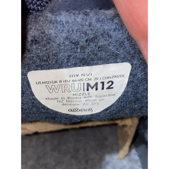 Allbirds Wool Runner Up Mizzles High Top Sneakers / Savanna Night / Mens 12