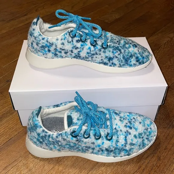 •ALLBIRDS•BNIB THRIVE TEAL/DEEP EMERALD (WHITE SOUL)WOOL RUNNER FLUFFS SIZE 7