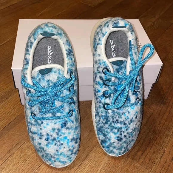 •ALLBIRDS•BNIB THRIVE TEAL/DEEP EMERALD (WHITE SOUL)WOOL RUNNER FLUFFS SIZE 7