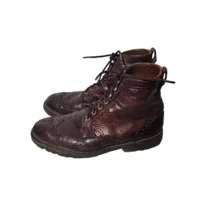 Allen Edmonds Long Branch Wingtip Brogue Boots 10.5   6021 Brown Rugged
