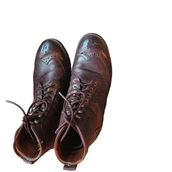 Allen Edmonds Long Branch Wingtip Brogue Boots 10.5   6021 Brown Rugged
