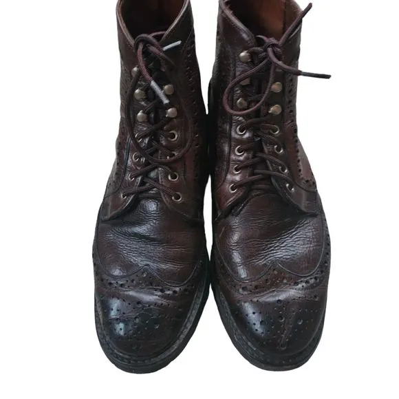 Allen Edmonds Long Branch Wingtip Brogue Boots 10.5   6021 Brown Rugged