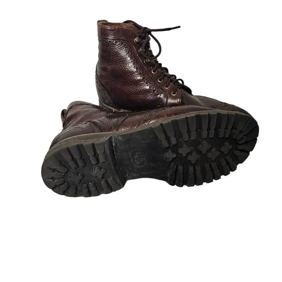 Allen Edmonds Long Branch Wingtip Brogue Boots 10.5   6021 Brown Rugged