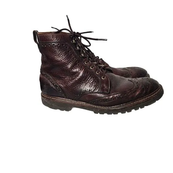 Allen Edmonds Long Branch Wingtip Brogue Boots 10.5   6021 Brown Rugged