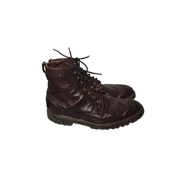 Allen Edmonds Long Branch Wingtip Brogue Boots 10.5   6021 Brown Rugged
