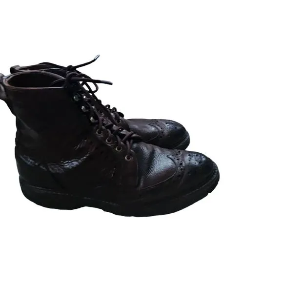 Allen Edmonds Long Branch Wingtip Brogue Boots 10.5   6021 Brown Rugged