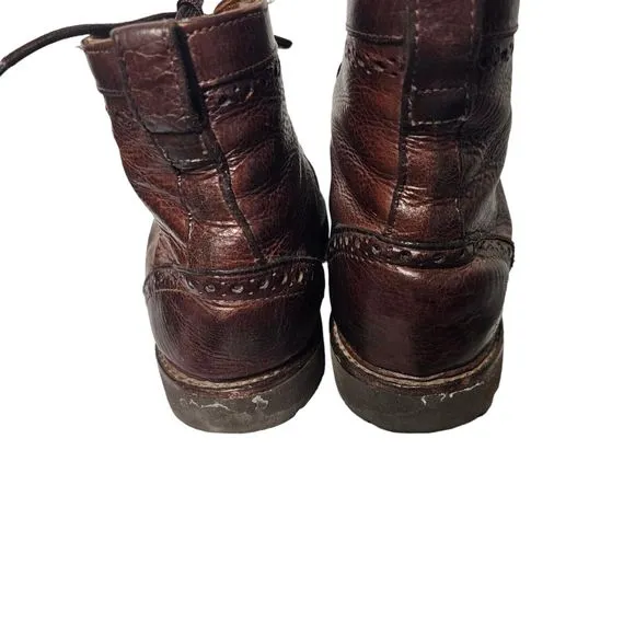 Allen Edmonds Long Branch Wingtip Brogue Boots 10.5   6021 Brown Rugged