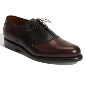 Allen Edmonds Shelton Saddle Oxford shoes lace up derby saddle brown black