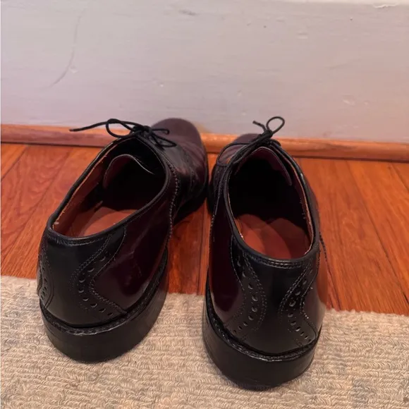 Allen Edmonds Shelton Saddle Oxford shoes lace up derby saddle brown black