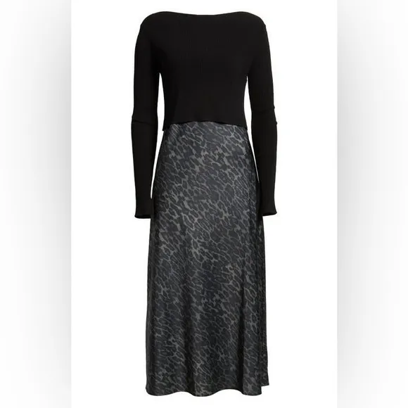 AllSaints Hera Two-Piece Crop Rib Sweater &amp; Satin Slipdress sz S NWT