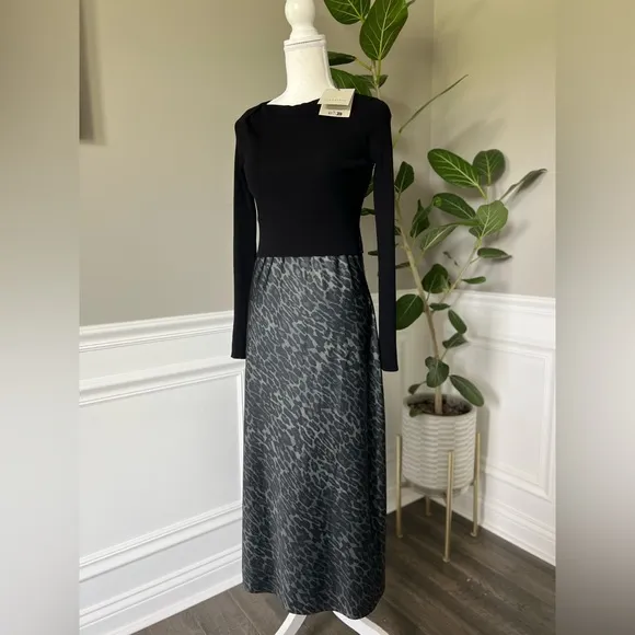 AllSaints Hera Two-Piece Crop Rib Sweater &amp; Satin Slipdress sz S NWT