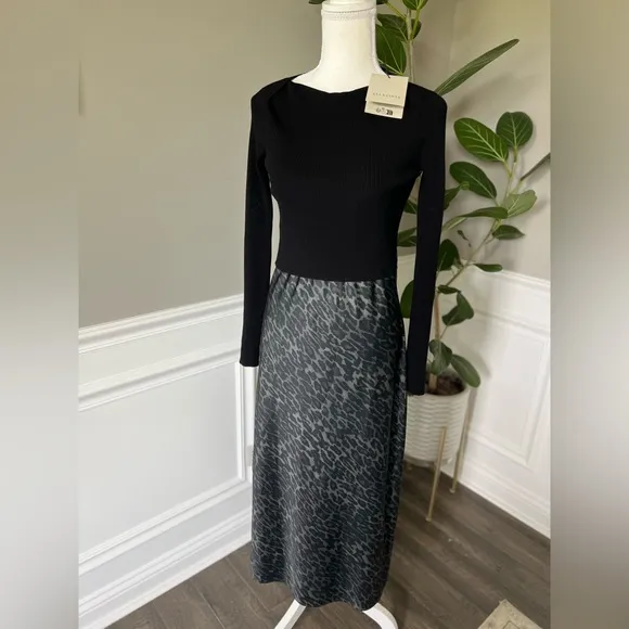 AllSaints Hera Two-Piece Crop Rib Sweater &amp; Satin Slipdress sz S NWT