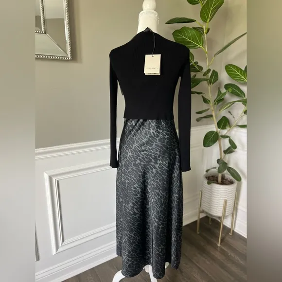 AllSaints Hera Two-Piece Crop Rib Sweater &amp; Satin Slipdress sz S NWT