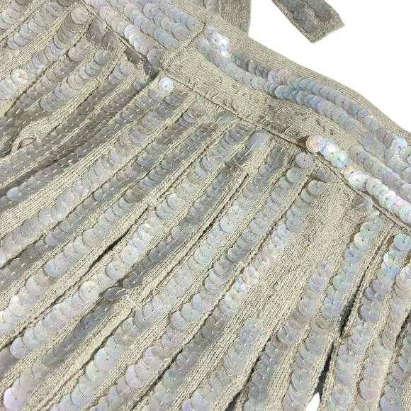 ALLSAINTS NWT $299 Grey Francesca embellished knit fringe Skirt XS