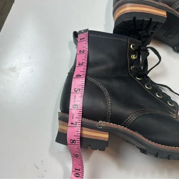 ALP By Golden Fox Men’s Black Grain Leather Oil Resistant Lace Up Work Boots 10