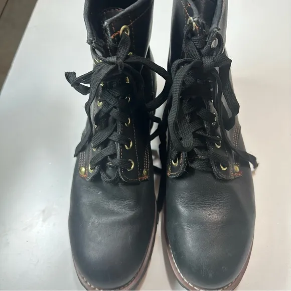 ALP By Golden Fox Men’s Black Grain Leather Oil Resistant Lace Up Work Boots 10
