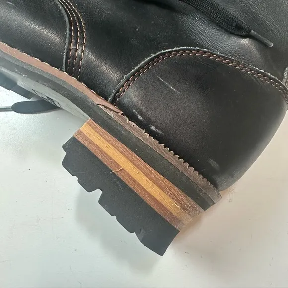 ALP By Golden Fox Men’s Black Grain Leather Oil Resistant Lace Up Work Boots 10