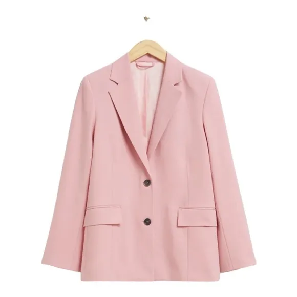 &amp; OTHER STORIES Light Pink Oversized Double Breasted Blazer Jacket Size 10