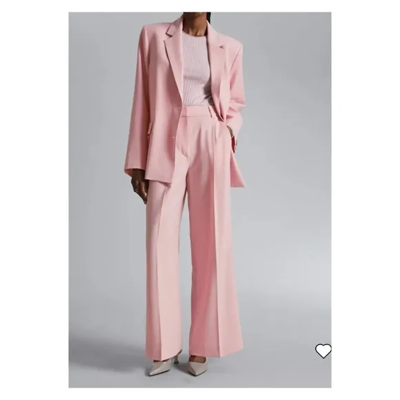 &amp; OTHER STORIES Light Pink Oversized Double Breasted Blazer Jacket Size 10