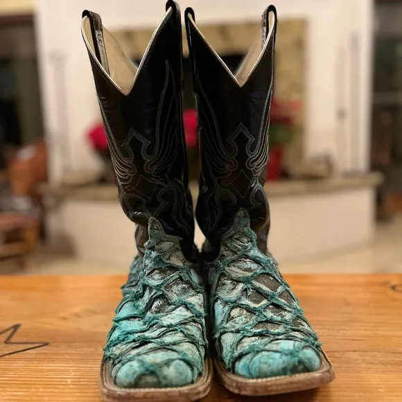 Anderson Bean Black Cowboy Western Boots with Durable Soles