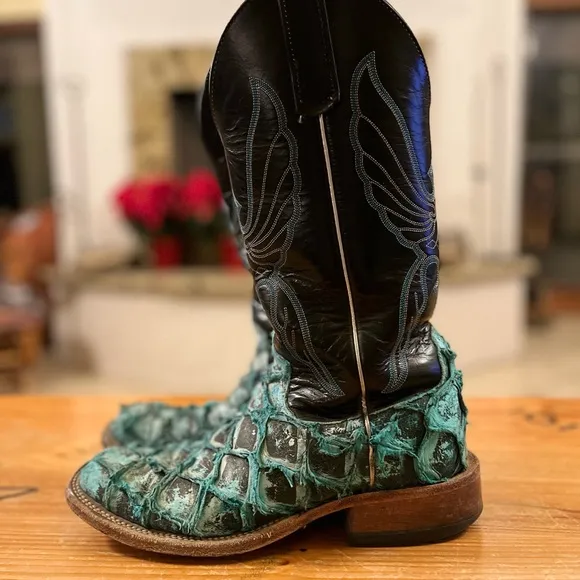 Anderson Bean Black Cowboy Western Boots with Durable Soles