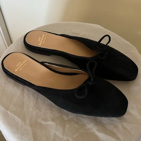 Ann Mashburn Joy Mule Black Suede Slip On Shoes Size 37