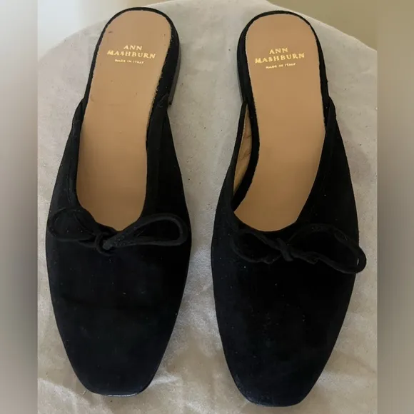 Ann Mashburn Joy Mule Black Suede Slip On Shoes Size 37