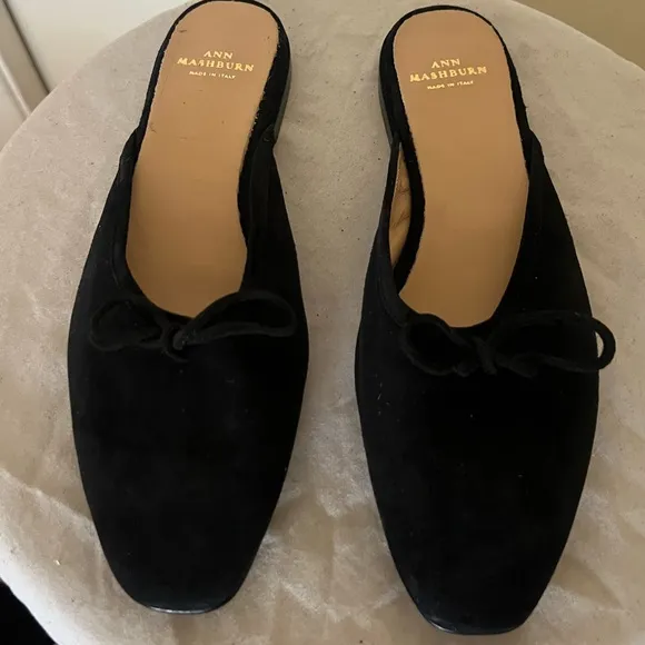 Ann Mashburn Joy Mule Black Suede Slip On Shoes Size 37