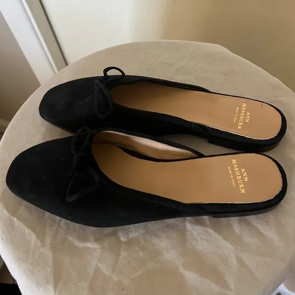 Ann Mashburn Joy Mule Black Suede Slip On Shoes Size 37