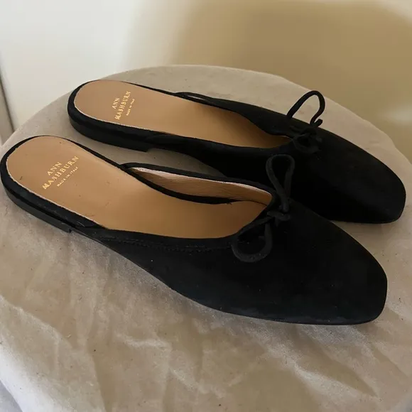 Ann Mashburn Joy Mule Black Suede Slip On Shoes Size 37